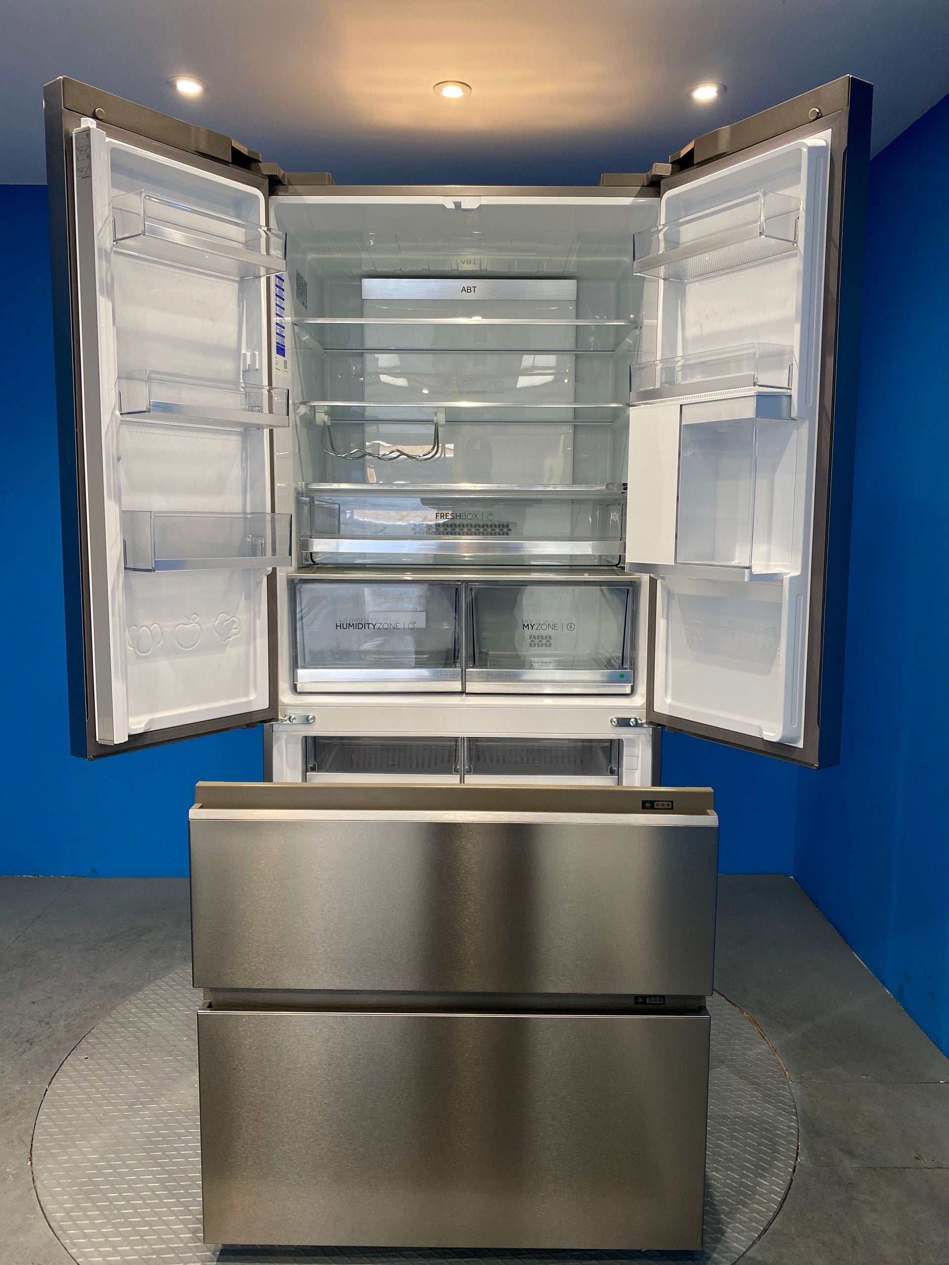 Haier HFW7819EWMP French Door 537 Litre Fridge Freezer - Platinum Inox