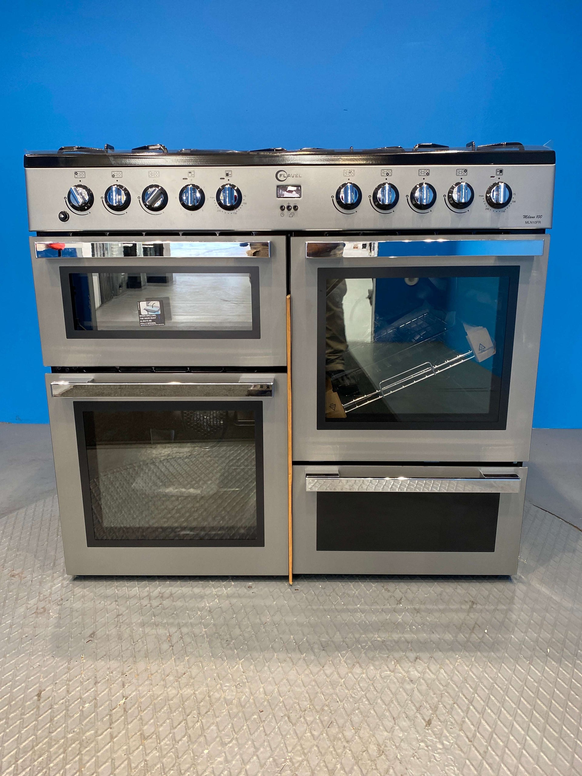 Flavel MLN10FRS Dual Fuel Range Cooker 100cm Timer Stainless Steel